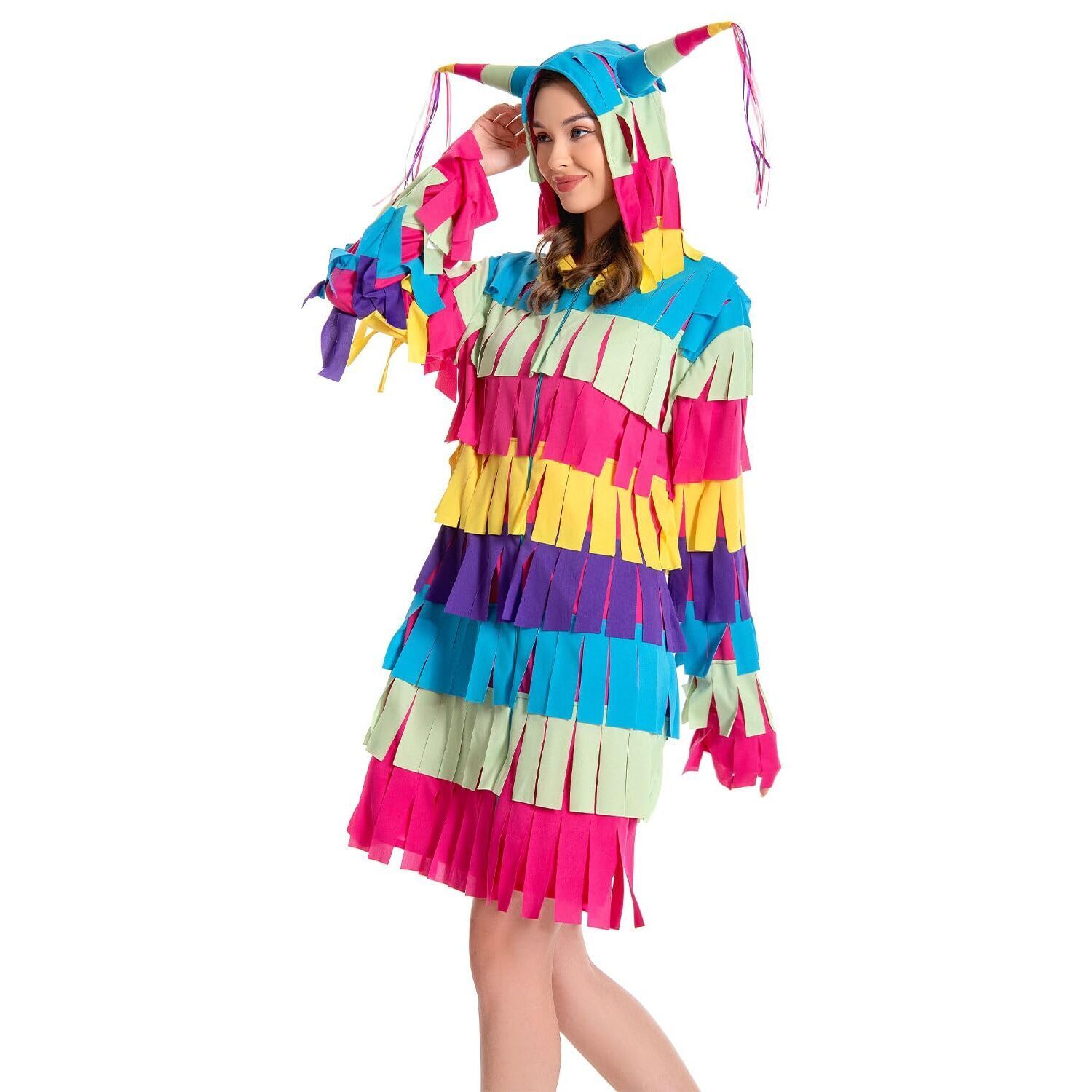 2510 Adult Onesie For Halloween, Unisex Multicolored Costume Hooded